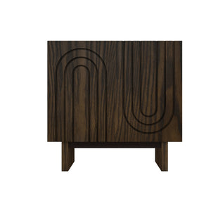English Elm 2-door Fluted Wood Grain Cabinet Industrial Brown Finish Accent Storage for Living Room T3609P482855