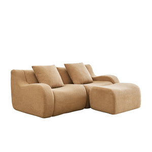 English Elm L-Shaped Teddy Fabric 2-Seat Sofa - No Assembly, Ergonomic Design, High-Density Comfort For Any Space W714S01429