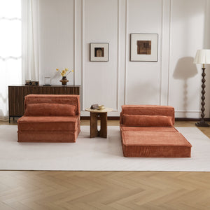 English Elm Compression Oversized Modular Sofa Bed - Versatile Floor Seating With Memory Foam & Pillows, Orange W3723S00046