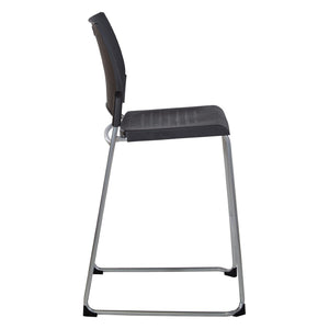 OSP Home Furnishings Tall Stacking Counter Height Chair with Steel Frame for Breakrooms and Training Spaces Black DC8309C4-3