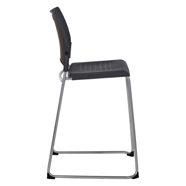 OSP Home Furnishings Tall Stacking Counter Height Chair with Steel Frame for Breakrooms and Training Spaces Black DC8309C4-3