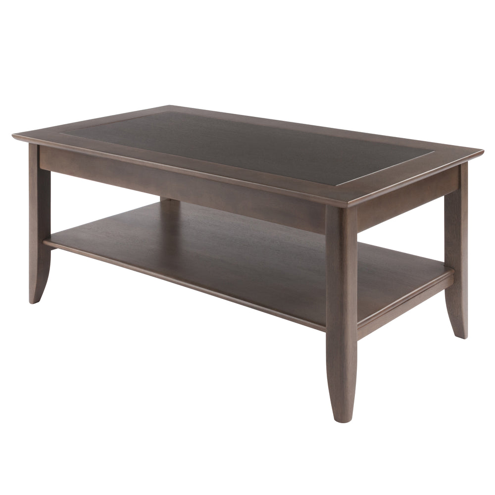 Winsome Wood Santino Coffee Table - Contemporary Oyster Gray With Stylish Inlay, Storage Shelf & Elegant Design Oyster Gray Solid ,Composite Wood 16640-winsome-wood