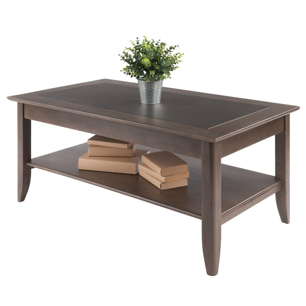 Winsome Wood Santino Coffee Table - Contemporary Oyster Gray With Stylish Inlay, Storage Shelf & Elegant Design Oyster Gray Solid ,Composite Wood 16640-winsome-wood
