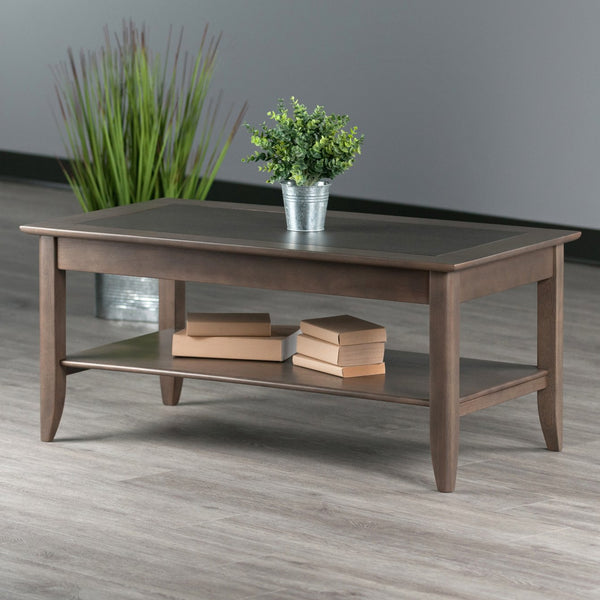Winsome Wood Santino Coffee Table - Contemporary Oyster Gray With Stylish Inlay, Storage Shelf & Elegant Design Oyster Gray Solid ,Composite Wood 16640-winsome-wood