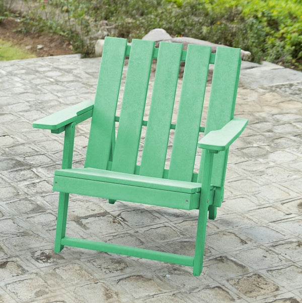 English Elm Shoreline Recycled Hdpe Folding Adirondack Chair Fully Assembled Modern Patio Seating Green B2745P409682