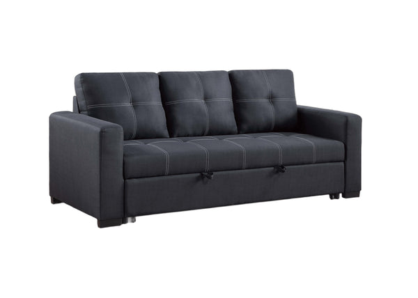 English Elm Sectional Convertible Sleeper Sofa Black Tufted Polyfiber Pull-Out Bed Firm Support Stylish 87" B011P398872