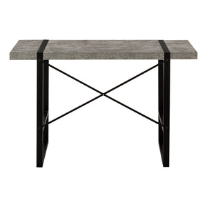 English Elm Computer Desk - Contemporary Grey Laminate Workstation With Sturdy Black Metal Frame, Minimalist Style B2710P219883
