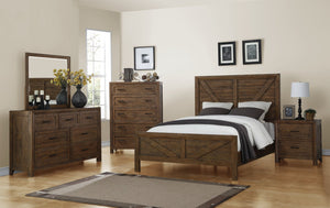 English Elm Wallace & Bay - Brown Queen Bed - Rustic Solid Wood Frame In Caramel Finish, Timeless Style & Easy Maintenance B2709S00023-GIGA