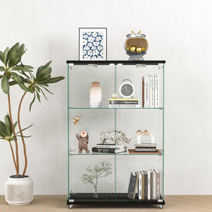 English Elm Modern Glass Display Cabinet With Led Lights - Quick Assembly, 2-Door, 3-Shelf, Ideal For Collectibles W241P242926