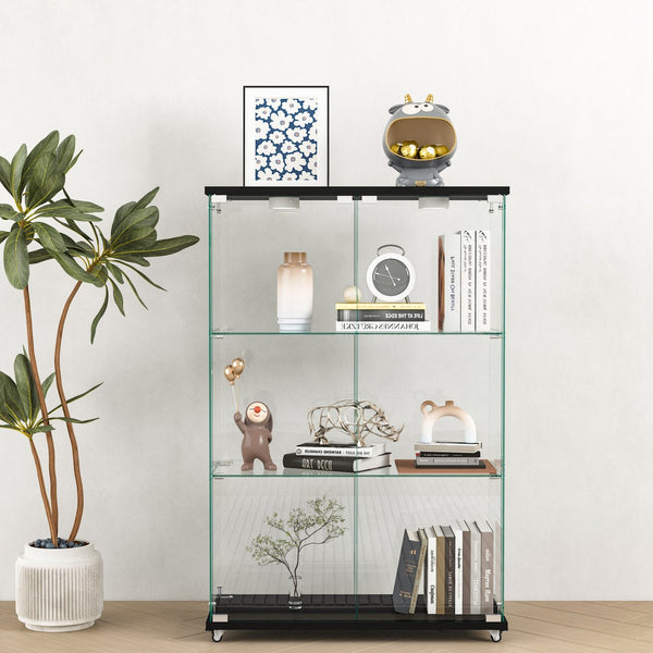 English Elm Modern Glass Display Cabinet With Led Lights - Quick Assembly, 2-Door, 3-Shelf, Ideal For Collectibles W241P242926