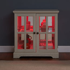 English Elm Led Curio Display Cabinet - Antique-Style Showcase With Adjustable Shelves & Multi-Color Lighting W2275P231693