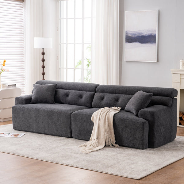 English Elm LY-029 Modular Gray Compression Sofa — 4-Seater L-Shaped Chenille, High-Density Foam, Elegant Comfort W2231S00021