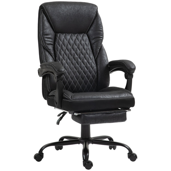 English Elm Homcom Ergonomic Executive Office Chair With Footrest, Big & Tall Design, Adjustable Recliner, Black W2225P250021