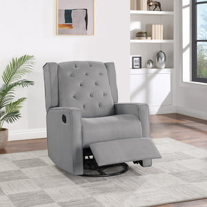 English Elm Contemporary swivel glider recliner chair with manual motion, tufted wingback cushion, cozy living seat DARK GREY 31 L x 29 W x 26 H B011P184988