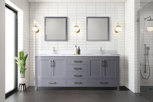 English Elm Dark Grey Double Bath Vanity With White Quartz Top, Ample Storage & 30" Mirrors For Modern Spaces B2731S00841
