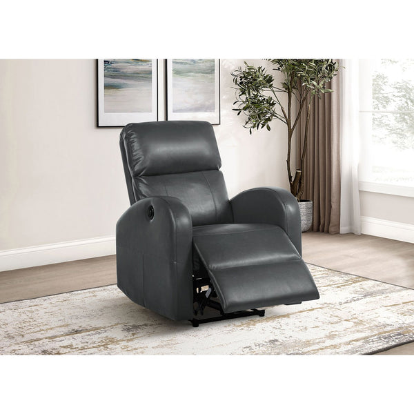 English Elm Meglia Grey Power Recliner Chair with Faux Leather Upholstery, Button Controls & Rounded Arms for Modern Comfort B062P299795