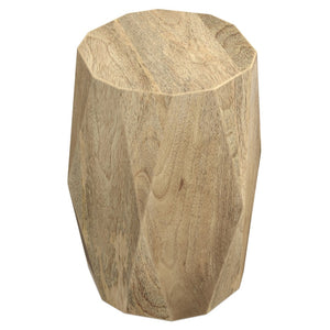 English Elm Judson Sculptural Mango Wood Side Table Faceted Round Accent for Modern Living Spaces B136P419894