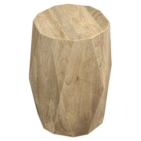English Elm Judson Sculptural Mango Wood Side Table Faceted Round Accent for Modern Living Spaces B136P419894