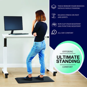 OSP Home Furnishings Black Memory Foam Anti-fatigue Standing Mat with Non-slip Base for Desk Workstations AM2030B