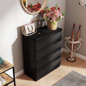 English Elm 4 Drawer Dresser Modern Black 31.5" Handle-Free Chest - 4 Spacious Drawers, Sleek Durable Storage Organizer W3151P288870