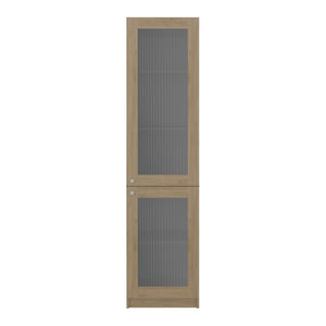 English Elm Home Vertical Freestanding Bookcase with Open Shelving and Enclosed Lower Cabinet Natural Wood B070P487569
