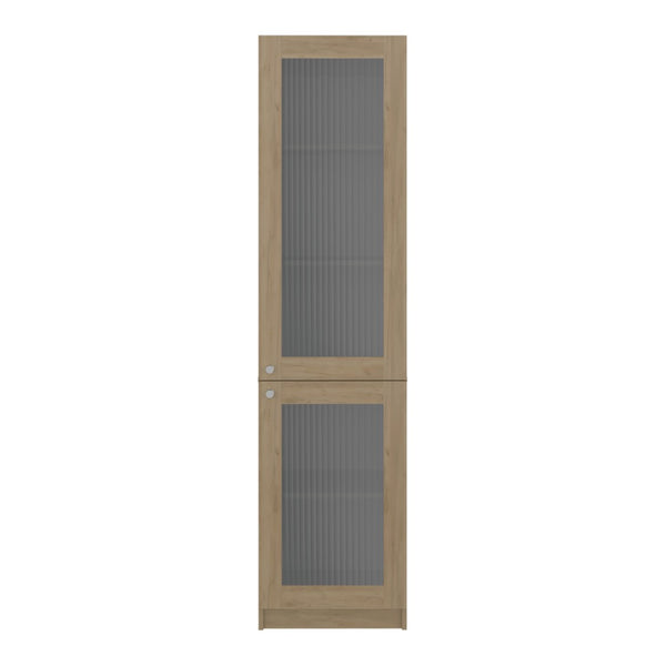 English Elm Home Vertical Freestanding Bookcase with Open Shelving and Enclosed Lower Cabinet Natural Wood B070P487569