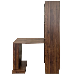 English Elm Folding Wall-Mount Desk with Shelves and Pegboard, Space-Saving Foldable Workstation for Small Rooms W331S00199