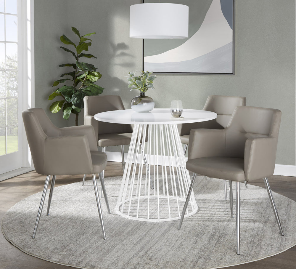 English Elm Canary Cosmo Modern Dining Table - Chic White Metal & Mdf Design For Stylish Dining Spaces B202S01106