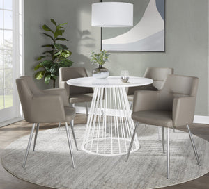 English Elm Canary Cosmo Modern Dining Table - Chic White Metal & Mdf Design For Stylish Dining Spaces B202S01106
