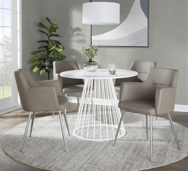 English Elm Canary Cosmo Modern Dining Table - Chic White Metal & Mdf Design For Stylish Dining Spaces B202S01106
