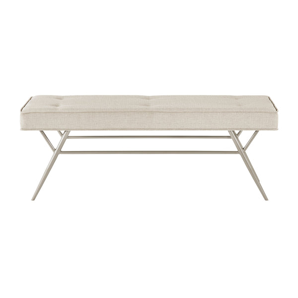 English Elm Contemporary Plush Chenille Upholstered Bench with X-Frame Metal Base, 48" Seat, Modern Entryway Seating Beige,Champagne 50.5 L x 19.25 W x 11.75 H B011P361970