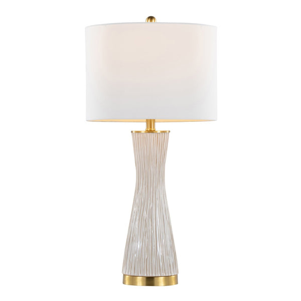 English Elm Brush Ceramic Table Lamp Set of 2 with Gold Base and Linen Shade for Refined Interiors B202P471585
