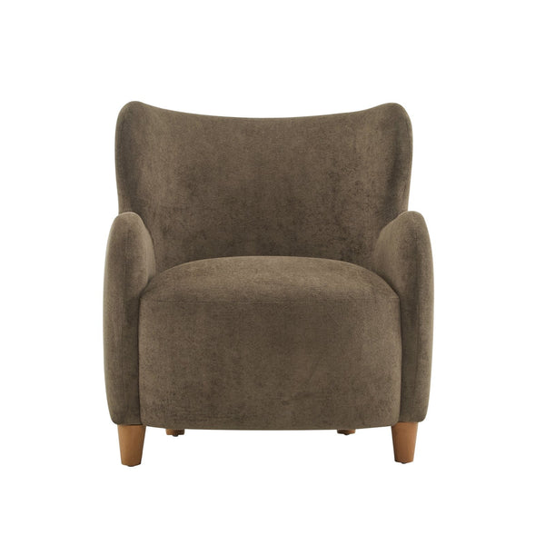 English Elm Christopher Knight Home® - Lucia Velvet Wingback Armchair with Pocket Spring Cushion, Mid-Century Birch Legs, Luxe Comfort Brown 31.5 L x 30.75 W x 30.5 H N776P205426D