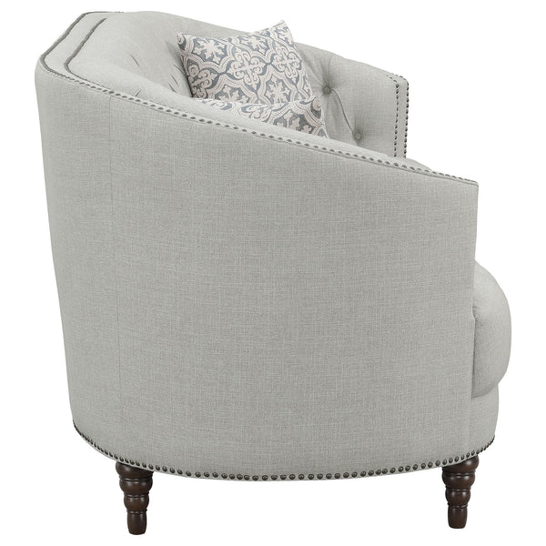 English Elm Veronica Elegant Grey Tufted Sofa with Curved U-Back, Nailhead Trim, Romantic Sloped Arms (85") B062P357813
