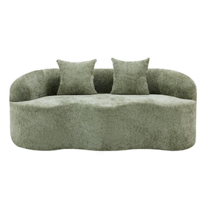English Elm Green Curved Loveseat Sofa with Round Armrest, Foam & Spring Comfort, 2 Pillows, No Assembly, Compact W3612P348746