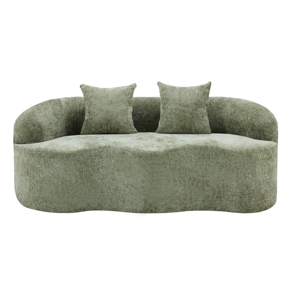 English Elm Green Curved Loveseat Sofa with Round Armrest, Foam & Spring Comfort, 2 Pillows, No Assembly, Compact W3612P348746