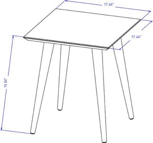 English Elm Utopia Lacquered 17" Square End Table with Solid Wood Splayed Legs, Sleek Durable Accent Piece White B365P398489