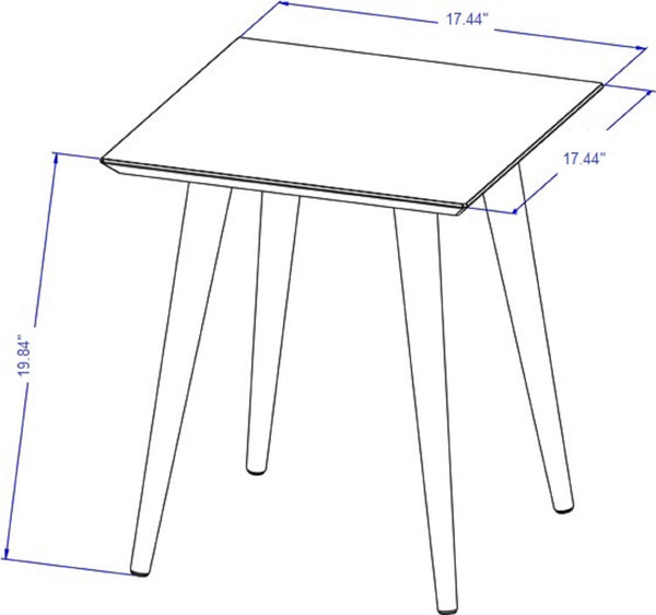 English Elm Utopia Lacquered 17" Square End Table with Solid Wood Splayed Legs, Sleek Durable Accent Piece White B365P398489