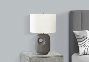 English Elm Lighting, Sculpted Ceramic Table Lamp with Ivory Fabric Shade for Modern Living Spaces B2710P461842