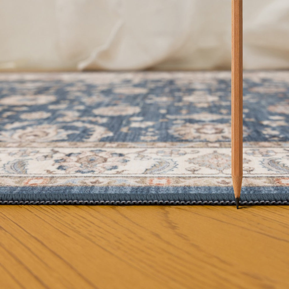 English Elm Premier Traditional Medallion Navy Low Pile Area Rug for Living and Dining Rooms B186P479401