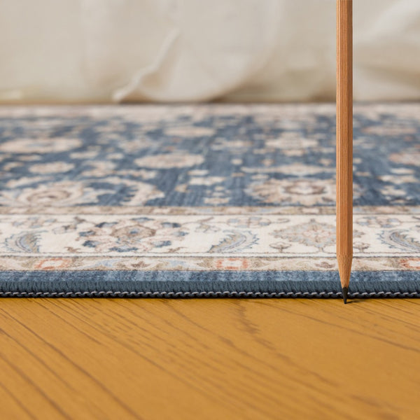 English Elm Premier Traditional Medallion Navy Low Pile Area Rug for Living and Dining Rooms B186P479401