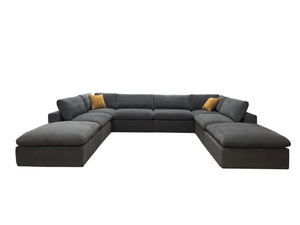 English Elm Coffee Bean Textured Upholstery Modular Sectional Low Profile Sofa with Toss Pillows Light Gray B2748S00071