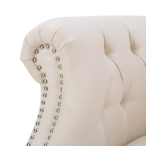 English Elm Christopher Knight Home® - Akira Tufted Club Chair Beige Fabric with Studded Arms, High Back Comfort, Elegant Throne Appeal 59259.00FBEI