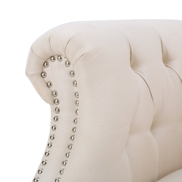 English Elm Christopher Knight Home® - Akira Tufted Club Chair Beige Fabric with Studded Arms, High Back Comfort, Elegant Throne Appeal 59259.00FBEI