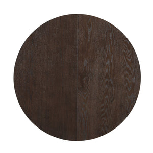English Elm Topmax Extendable Round Dining Set with Linen Chairs and Pedestal Base Seats Five Espresso N717S000062P