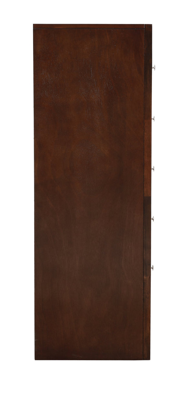 English Elm Marilla Elegant Silver Chest with Dovetail Drawers, Nickel Hardware, Durable Wood Veneers for Home Storage Cappuccino 52 L x 33 W x 20 H B078118246