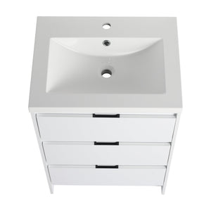 English Elm 72" Freestanding Bathroom Vanity Set With Modern Resin Sinks, Soft-Close Drawers & Ample Storage Space W999S00436