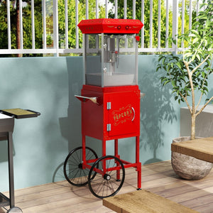 English Elm 6oz Retro Theater Popcorn Popper Cart with Stainless Kettle for Game Room Fun Red W2841P272023