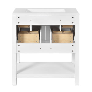 English Elm 60'' Elegant Bathroom Vanity Set With Ceramic Sink, Solid Wood Frame, Ample Storage & Modern Design N710SS00004K