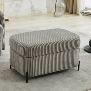 English Elm 30.3" Corduroy Upholstered Ottoman with Hidden Storage Compartment for Entryway or Living Room Gray W1298P203732